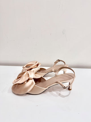 Pelle Moda Uzma Satin Floral Slingback Pump Heels Champagne Pink Women's Size 10