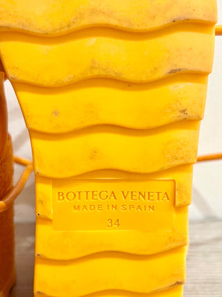 Bottega Veneta Sporty Web Raffia Wedge Platform Espadrilles Sandals Orange EU 34