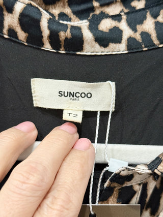 Suncoo Paris long shirt animal print button front dress, T 2 / M