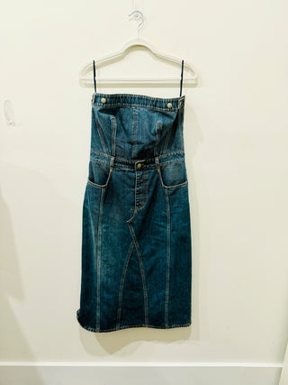 Alexander McQueen sleeveless midi denim dress, 46 IT / US 10