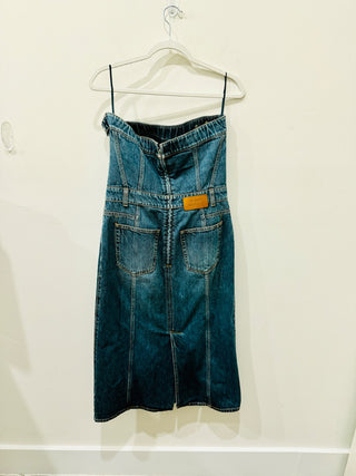 Alexander McQueen sleeveless midi denim dress, 46 IT / US 10