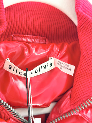 Alice & Olivia latex coated puffer coat jacket, S