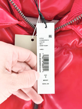 Alice & Olivia latex coated puffer coat jacket, S