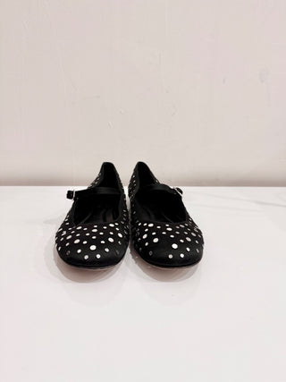 M. Gemi The Anastasia Metal Stud Satin Ballerina Flats Black Women's Size 40/9
