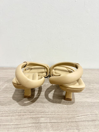Vince Coline Tubular Leather Slingback Heeled Sandals Tan Nude Womens Size US 7