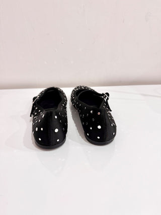M. Gemi The Anastasia Metal Stud Satin Ballerina Flats Black Women's Size 40/9