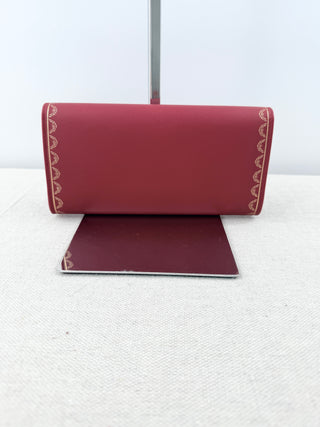 NWT Guirlande de Cartier Flap international Wallet Burgundy Calfskin Golden Trim