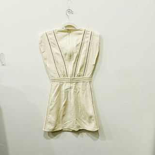 Ba&Sh Cotton Blend Sleeveless V-Neck Eyelet-Trimmed Mini Dress Cream Women's 9