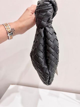 Urban Expressions Carmina Woven Knot Baguette Bag Black Women's