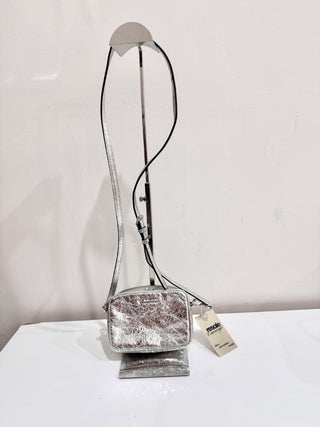 Michael Kors Jet Set Small Camera Crinkled-Leather Crossbody Bag Silver Women's