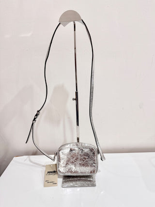 Michael Kors Jet Set Small Camera Crinkled-Leather Crossbody Bag Silver Women's