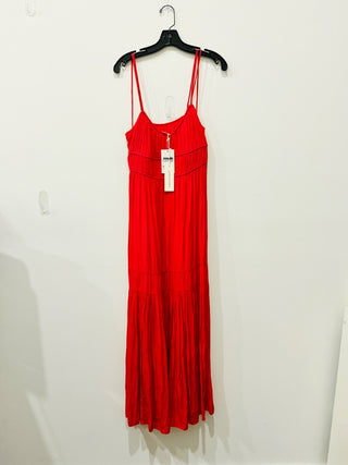 NWT Unsubscribed Strappy Shirred Maxi Sundrress Pink Tropics Women's Size XS