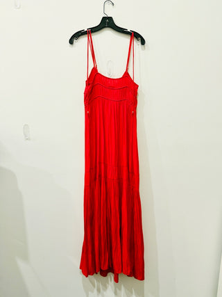 NWT Unsubscribed Strappy Shirred Maxi Sundrress Pink Tropics Women's Size XS