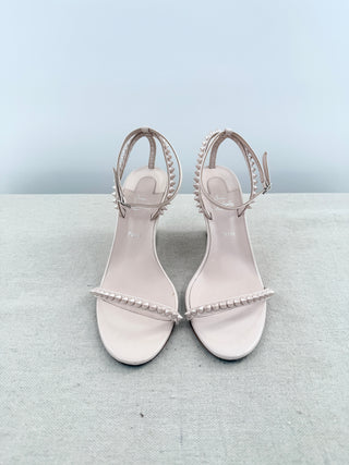 Christian Louboutin p[patent wedge sandals with studs, 37