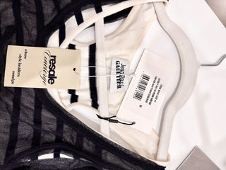 Jean Paul Gaultier Gathered Marinière And Tulle Midi Dress Black Women's Medium