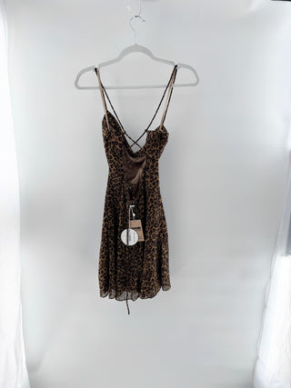 NWT Staud Bellamy Animal Print Sleeveess Mini Dress Leopard Women's Size Small