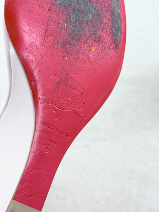 Christian Louboutin p[patent wedge sandals with studs, 37
