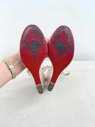 Christian Louboutin p[patent wedge sandals with studs, 37