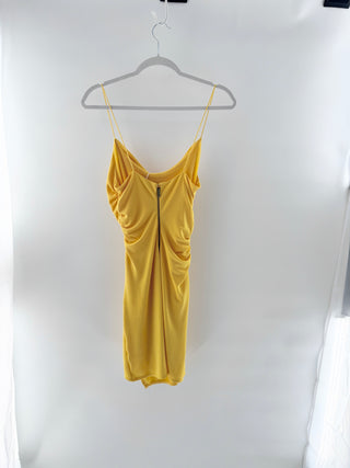 Alice & Olivia Katey Ruched Bodycon Wrap Mini Dress Golden Rod Yellow Women's 6