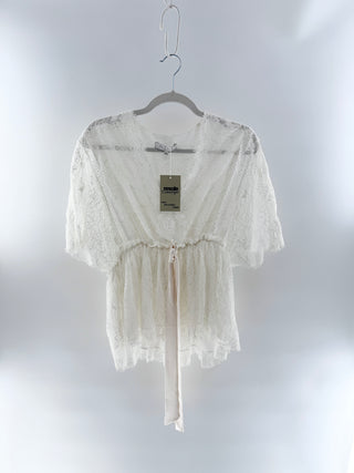 Alexis laced top with silk tie, M