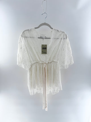 Alexis laced top with silk tie, M