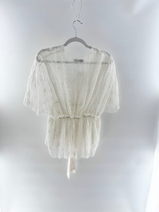 Alexis laced top with silk tie, M