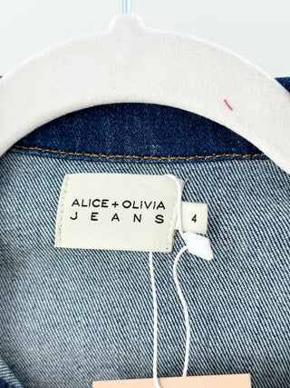 Alice & Olivia Amazing Short Sleeve Collared Denim Mini Dress Blue Womens Size 4