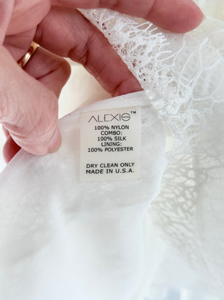 Alexis laced top with silk tie, M