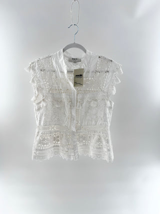 Sea New York crochet tassel eyelet top, M