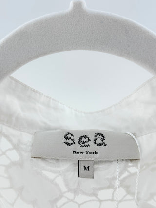 Sea New York crochet tassel eyelet top, M