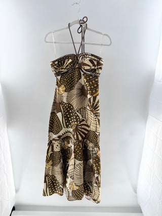 Farm Rio linen halterneck maxi dress pattern, XS