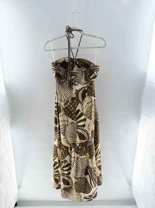Farm Rio linen halterneck maxi dress pattern, XS