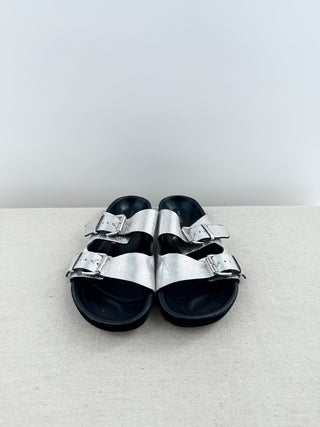 Isabel Marant textured leather anatomical slide sandals, 39