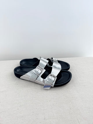 Isabel Marant textured leather anatomical slide sandals, 39