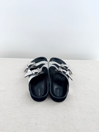 Isabel Marant textured leather anatomical slide sandals, 39