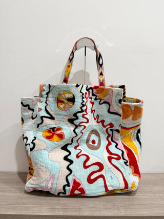 Emilio Pucci terry cloth pattern large tote bag