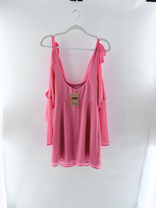 Majorelle Leigh Cold Shoulder Cowl Neck Bodycon Mini Dress Pink Women's Medium