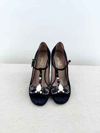 YSL suede vintage embellished pumps, 38
