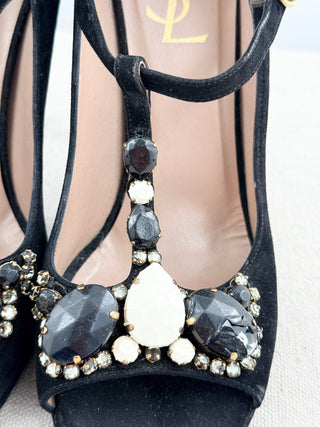 YSL suede vintage embellished pumps, 38