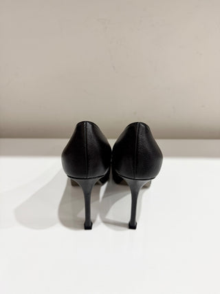 YSL Yves Saint Laurent Tribtoo Leather 80 Pump Heels Shoes Black Women's EU 37