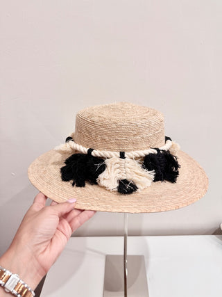 Naples Palm Woven Sun Hat Leaves Macrame Band Women's Large