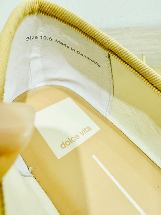 Dolce Vita Metallic Leather Square Toe Slip On Ballet Flats Gold Womens US 10.5