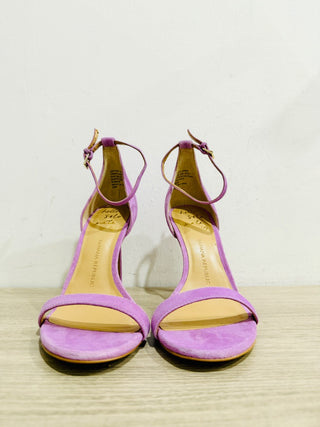 NWOT Banana Republic Holland Suede Ankle Strap Heeled Sandal Purple Women's 6.5
