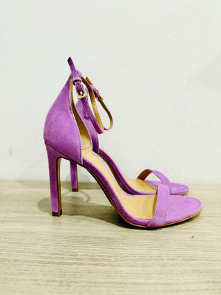 NWOT Banana Republic Holland Suede Ankle Strap Heeled Sandal Purple Women's 6.5