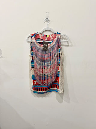MSGM sleeveless 100% silk top with fringe, 40 / 6