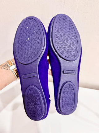 Tory Burch Minnie Travel Suede Ballet Slip On Flat Shoes Purple Women's Size 9