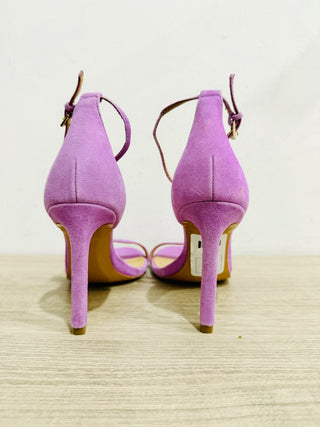NWOT Banana Republic Holland Suede Ankle Strap Heeled Sandal Purple Women's 6.5
