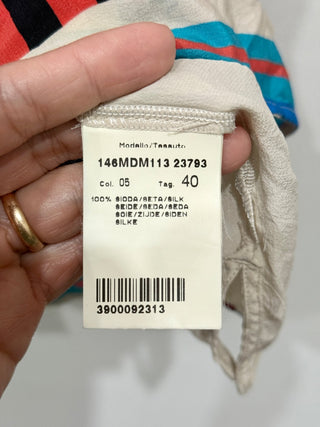 MSGM sleeveless 100% silk top with fringe, 40 / 6