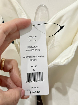 NWT French Connection Whisper Frill Hem Cami Mini Dress Summer White Women's 6