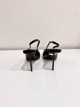Femme G63 Slingback Pointed Pump Stiletto Heels Exotic Burgundy Women's Size 39